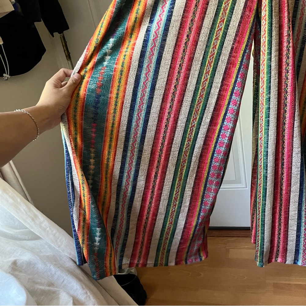 JUDITH MARCH multicolor‎ striped knit wide leg boho sleeveless jumpsuit - Picture 3 of 7